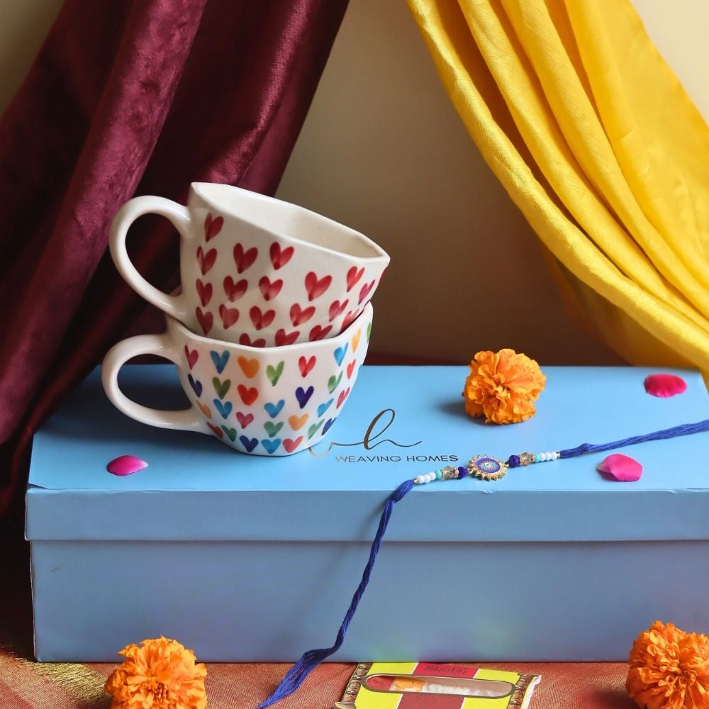 Heart & LoveisLove Mugs Rakhi Gift Box made by ceramic