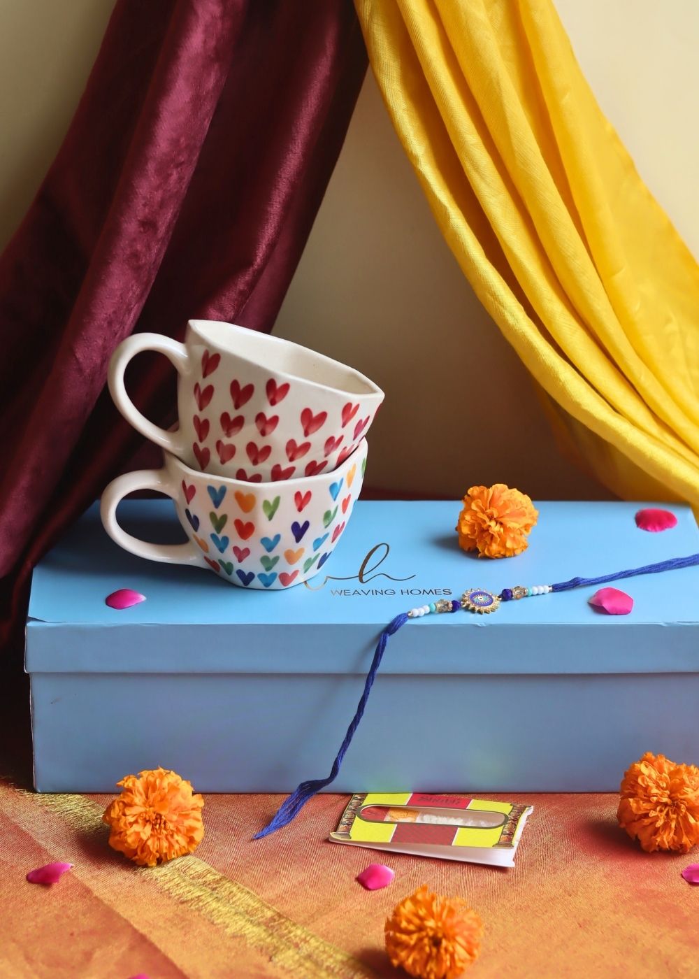 Heart & LoveisLove Mugs Rakhi Gift Box made by ceramic