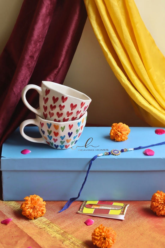 Heart & LoveisLove Mugs Rakhi Gift Box made by ceramic
