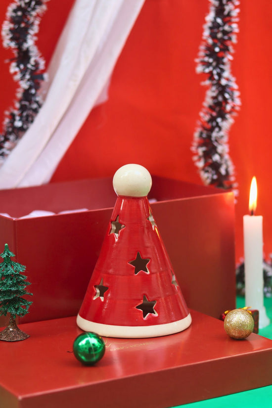 Santa's Cap tea light Diffuser in a Gift Box made by ceramic