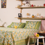 Green & yellow floral bedsheets