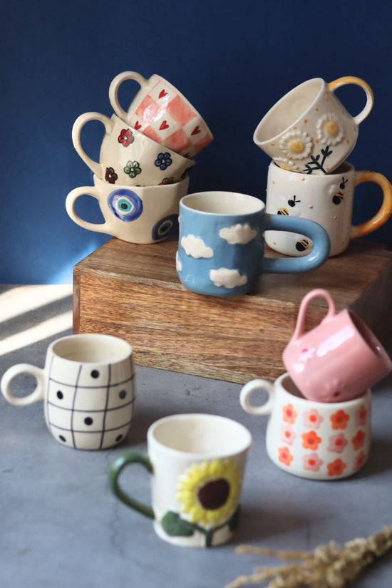 Set of 10 Bloom & Brew Mugs (for the price of 7) - Combo Pack made by ceramic