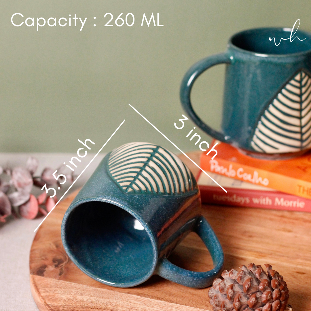 Teal Leaf Coffee Mug Height & Breadth 