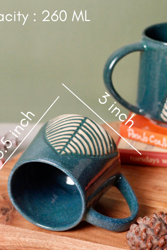 Teal Leaf Coffee Mug Height & Breadth 