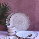 Handmade Set of 8 - Brown & White Dinner Set