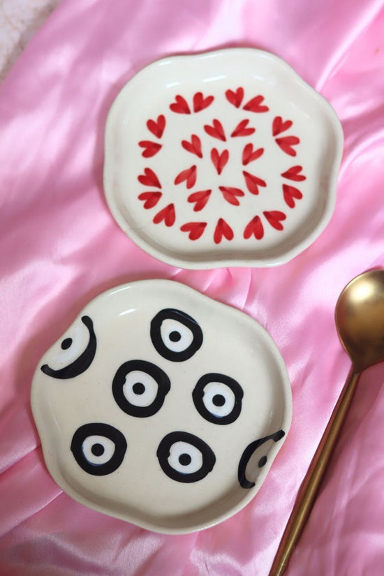 All heart & Evil Eye handmade dessert plate
