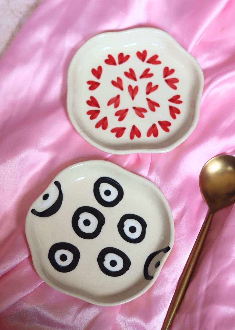 All heart & Evil Eye handmade dessert plate