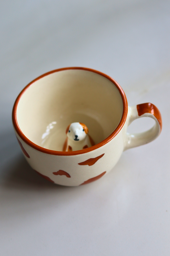 Handmade ceramic dog mug