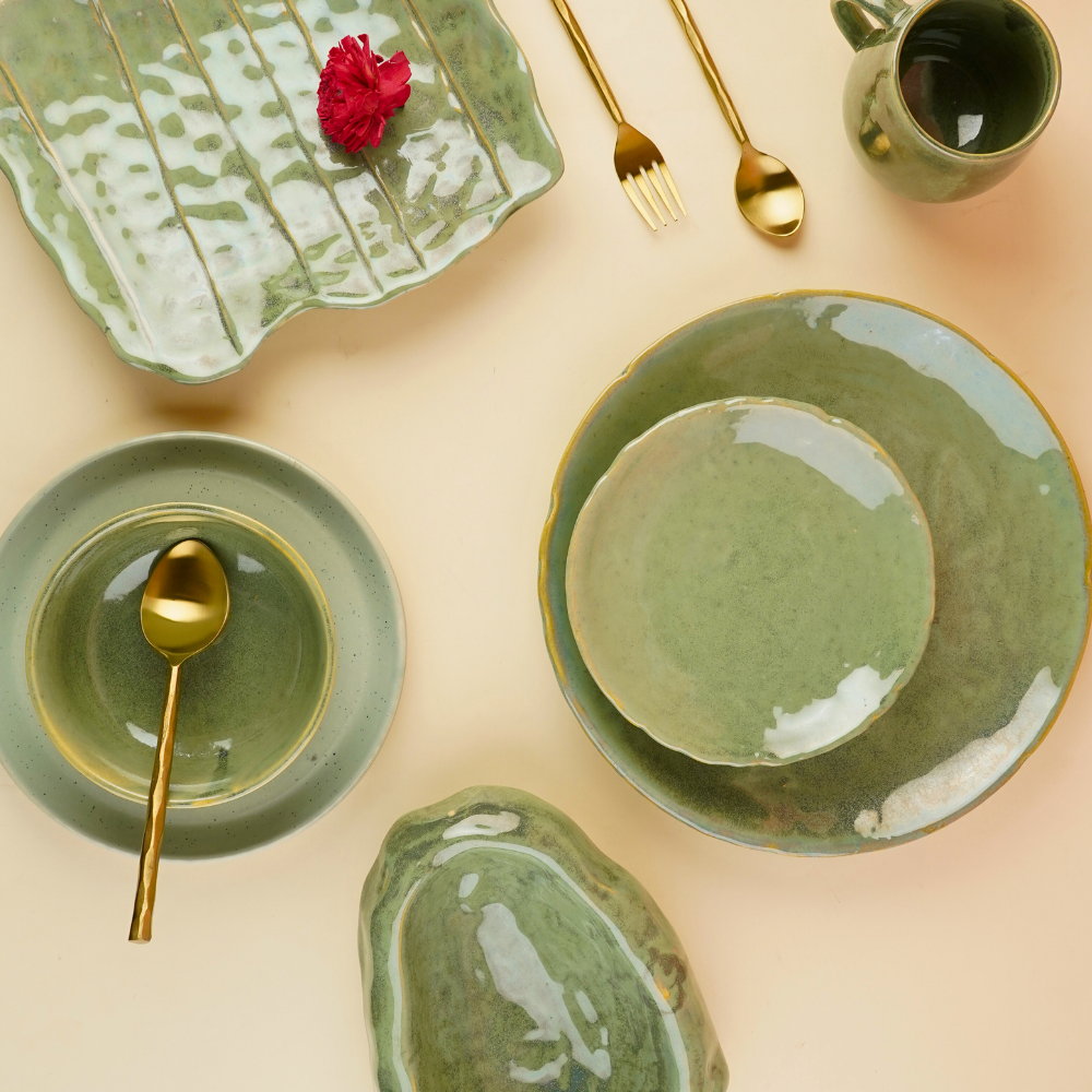 handmade pistachio // table for one dinner set combo