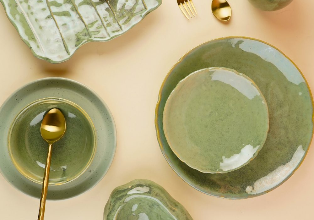 handmade pistachio // table for one dinner set combo