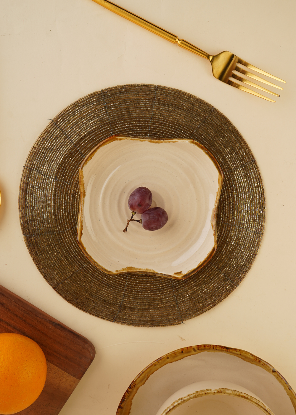 Dessert plate ivory stoneware