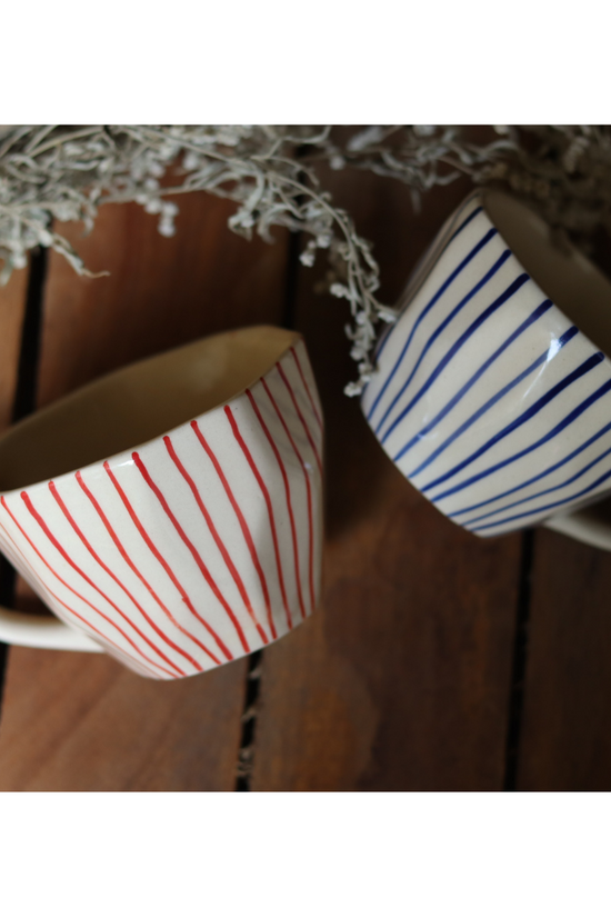 Handmade ceramic two lined coffee mugs