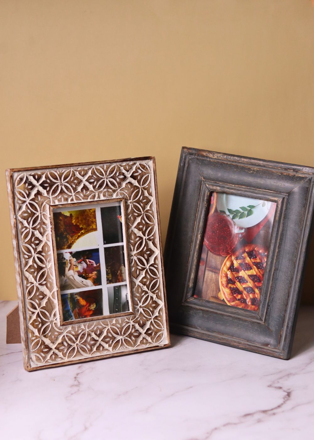 handmade rustic white floral & rustic grey wooden frame 