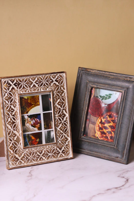 handmade rustic white floral & rustic grey wooden frame 