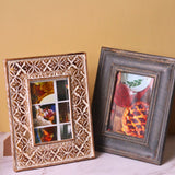 Rustic White Floral & Rustic Grey Wooden Frame - Combo Pack