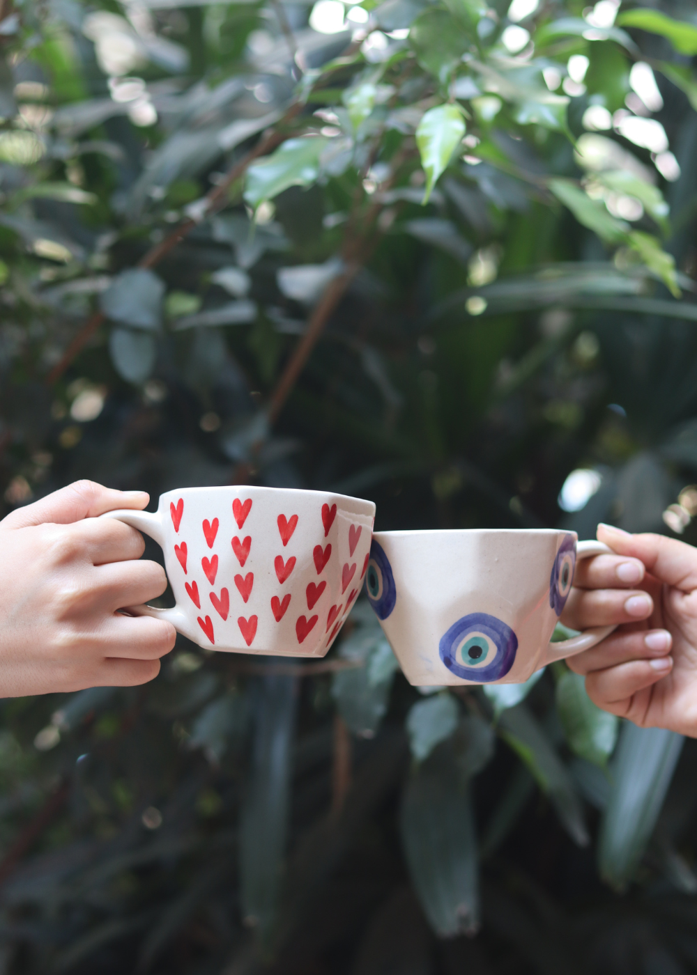 heart mug & evil eye mug made by ceramic 