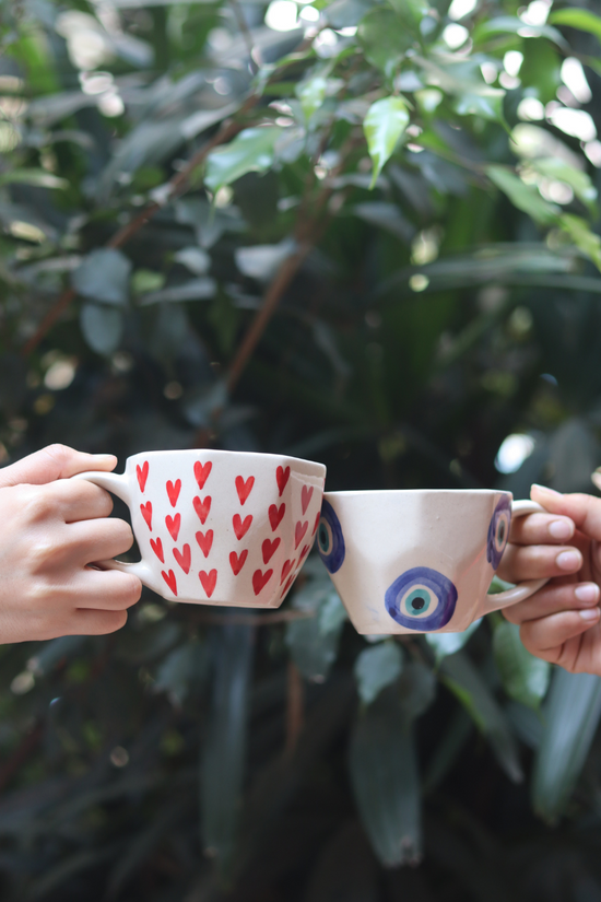 heart mug & evil eye mug made by ceramic 