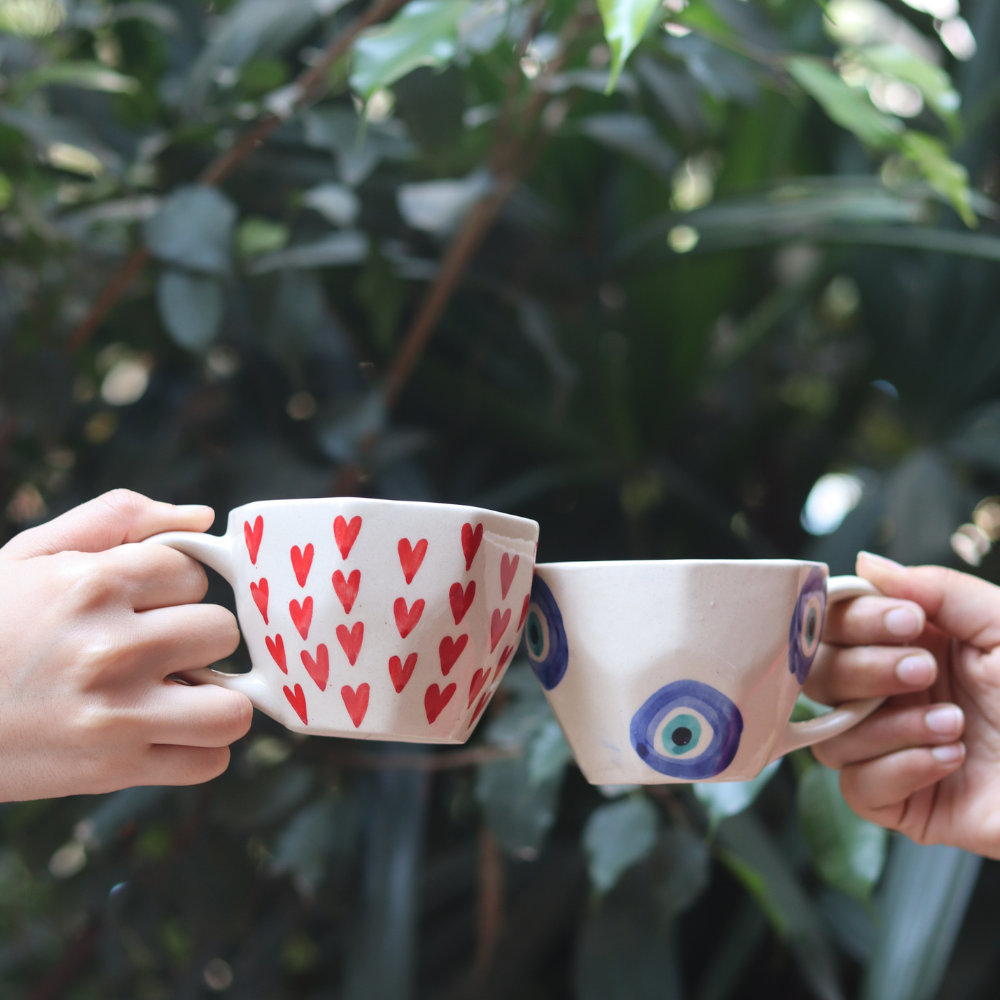 Handmade Evil Eye Mug & Heart Mug