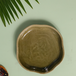 Army green color handmade dessert plate