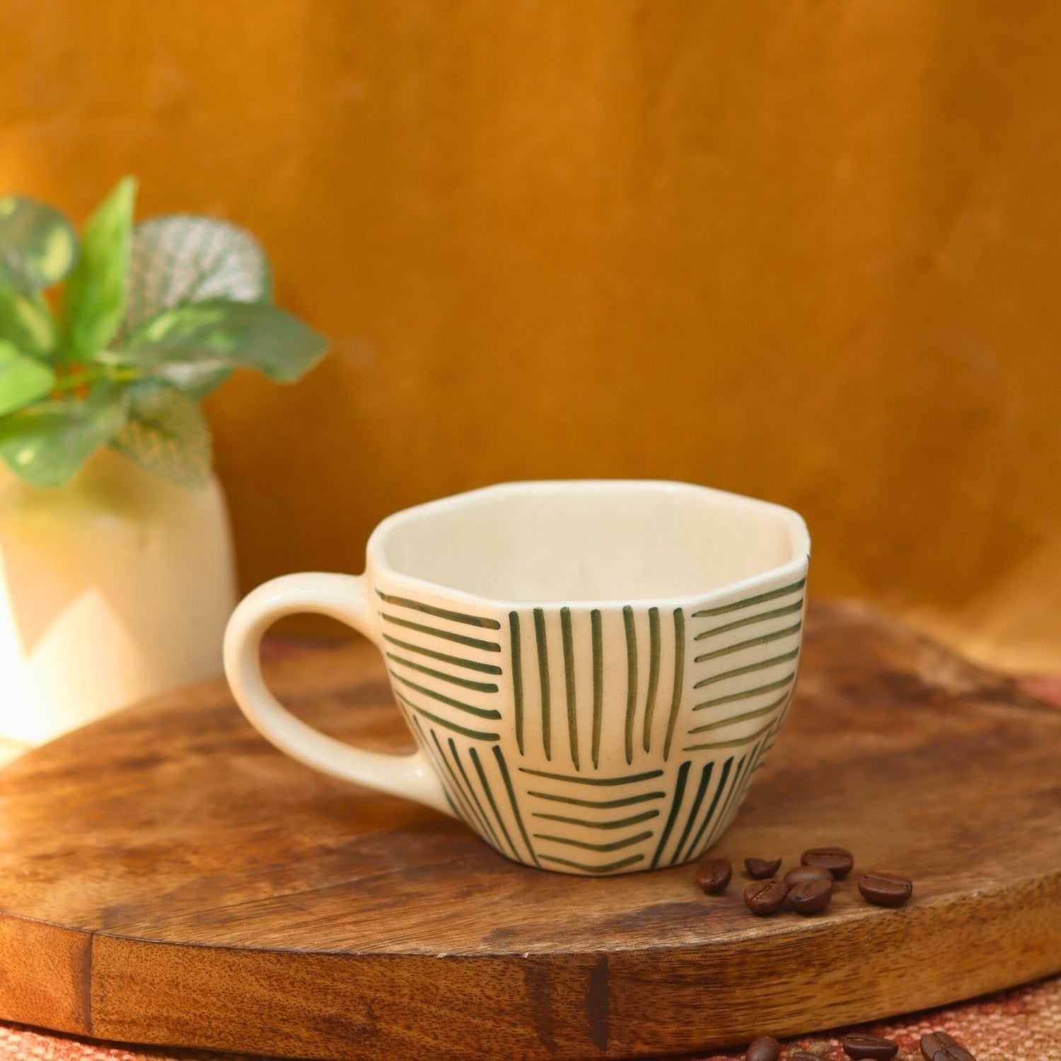 Green All Lines Mug made by ceramic