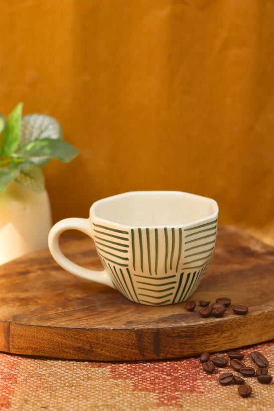 Green All Lines Mug made by ceramic