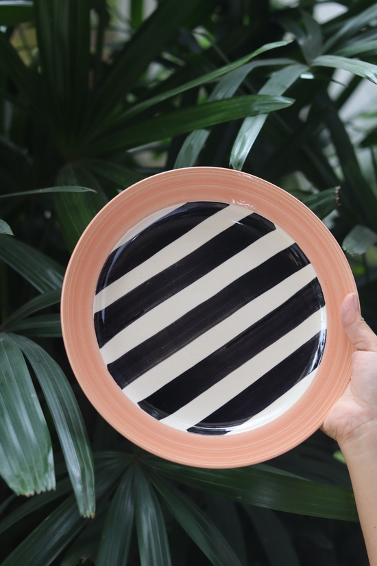 Handmade ceramic zebra dinner plate 