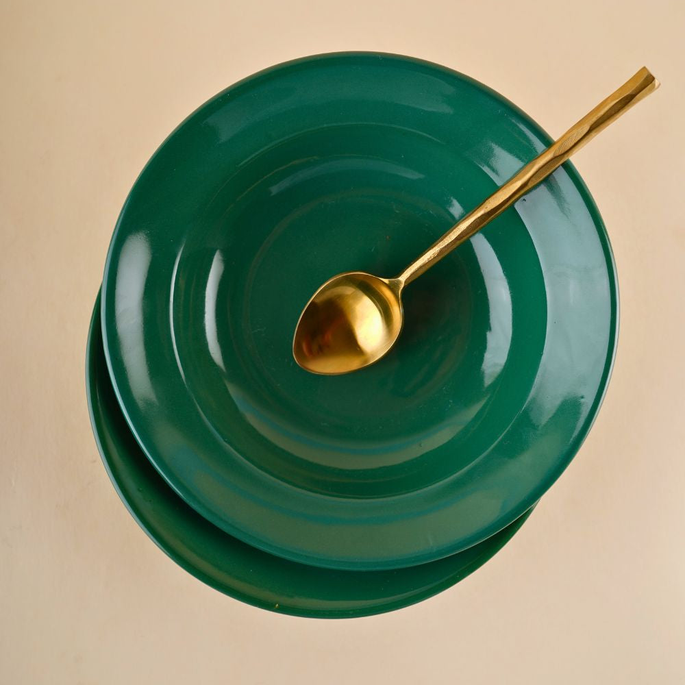 sea green pasta plate handmade in india