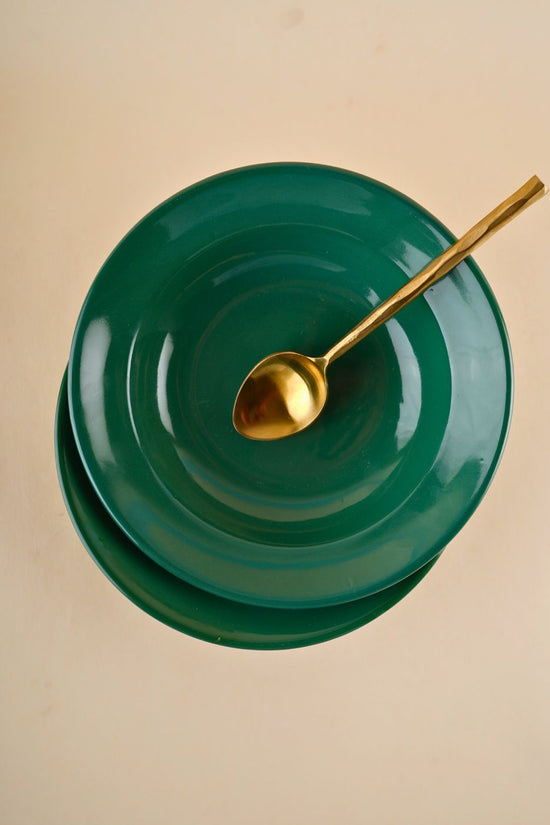 sea green pasta plate handmade in india