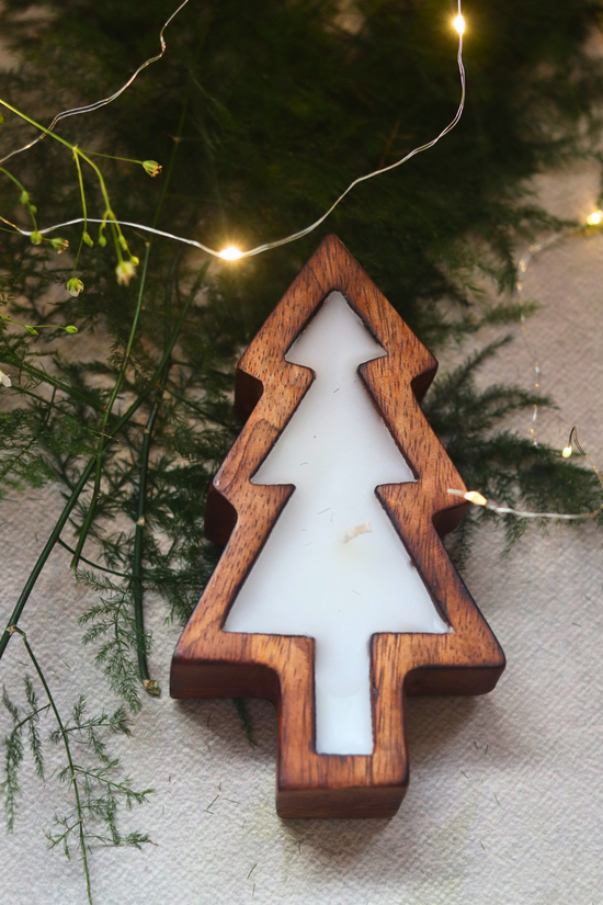 Wooden candle christmas tree design