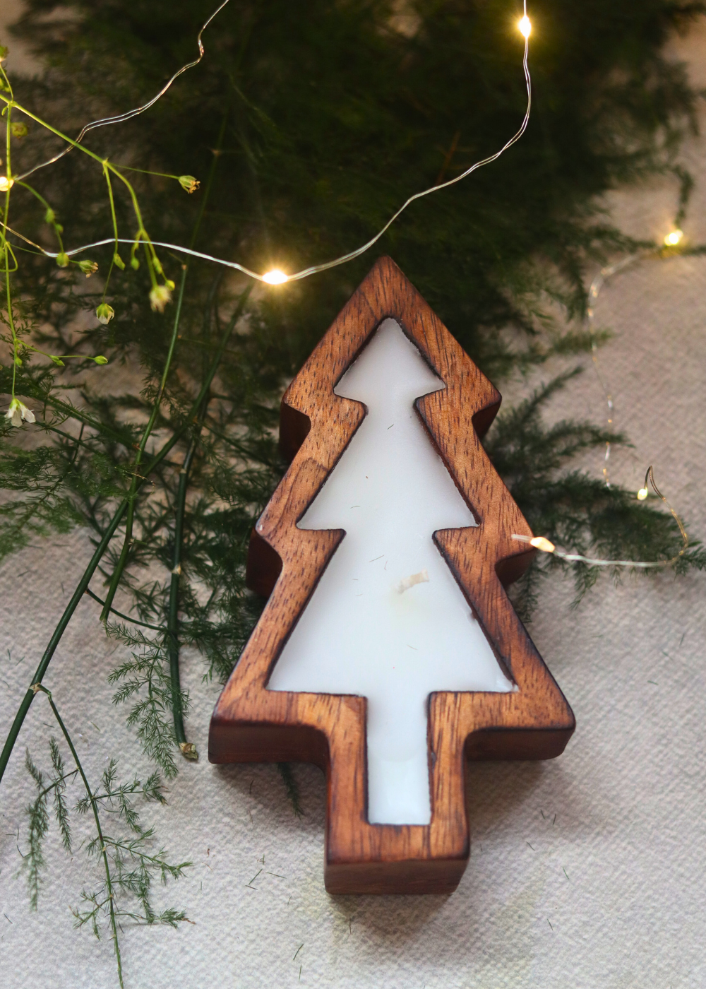 Wooden candle christmas tree design