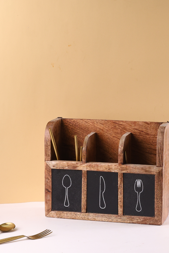 Stunning handmade wooden cutlery holder 