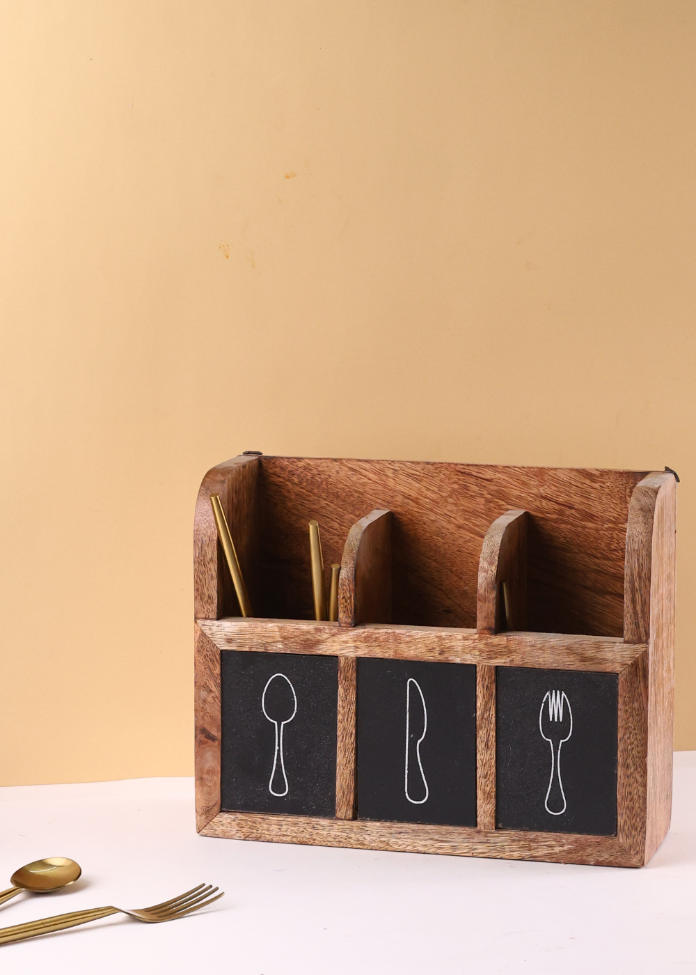 Stunning handmade wooden cutlery holder 