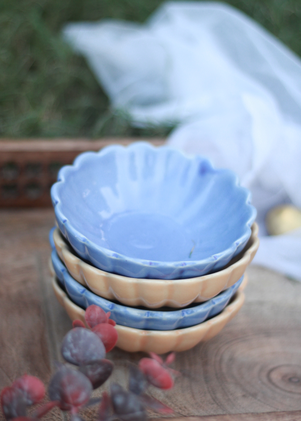 ice cream bowl yellow & Blue set of two