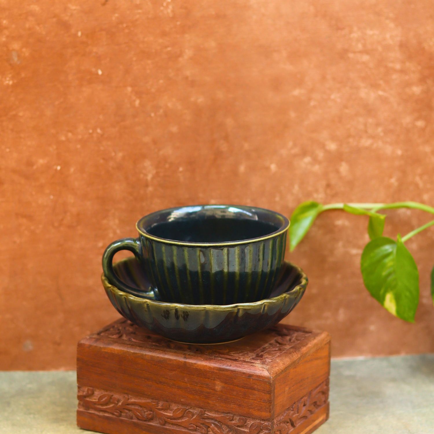 Set of 2 - Cozy Soup Cup & Blue Blossom Bowl combo made by ceramic