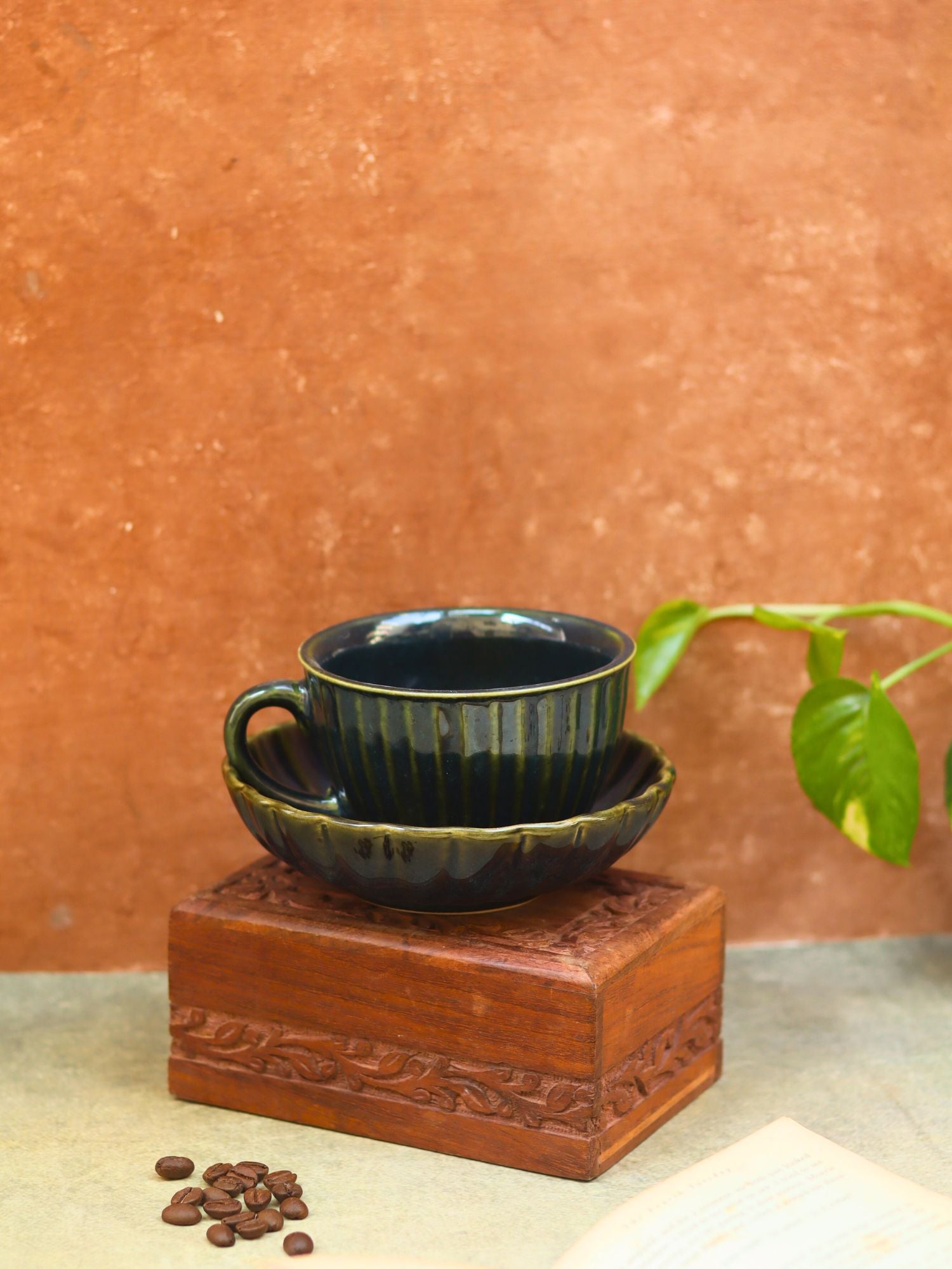 Set of 2 - Cozy Soup Cup & Blue Blossom Bowl combo made by ceramic
