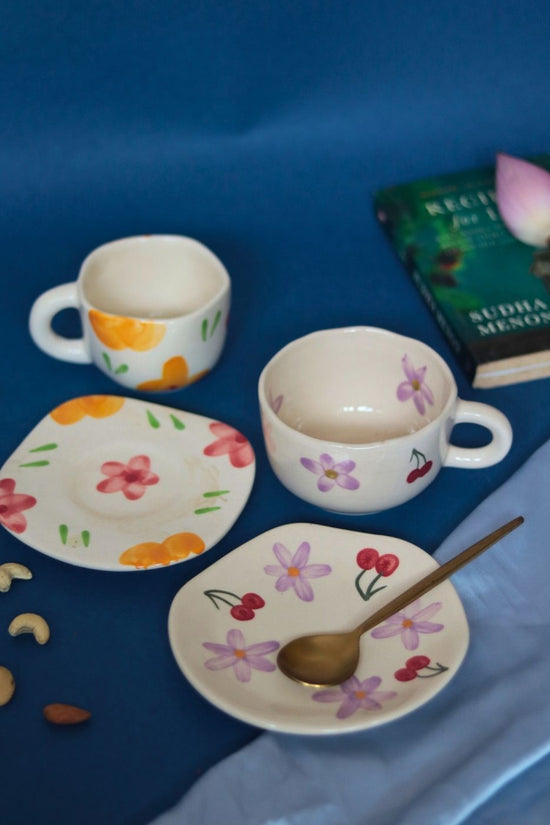 Floral Bloom & Cherry Fields Cup & Saucer made by ceramic