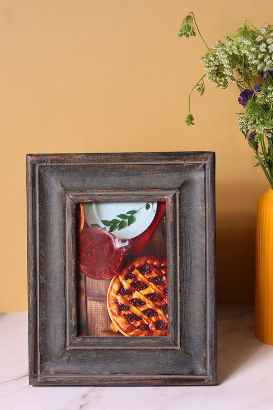 rustic white floral & rustic grey wooden frame handmade in india