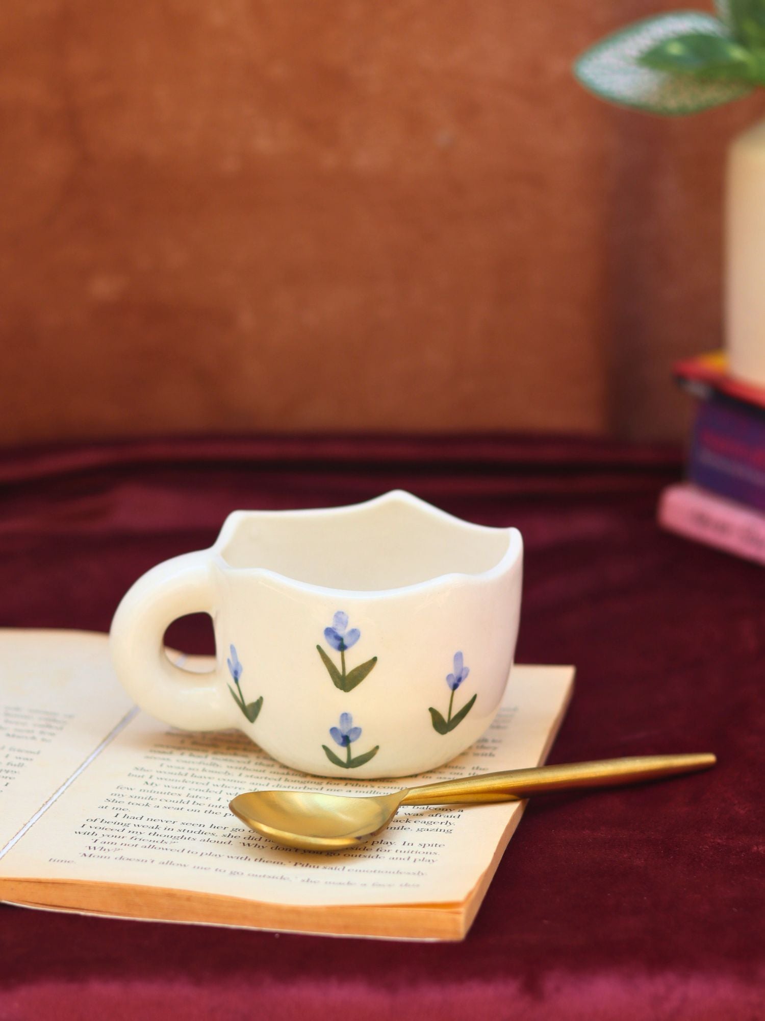 Blue Tulip Mug handmade in India