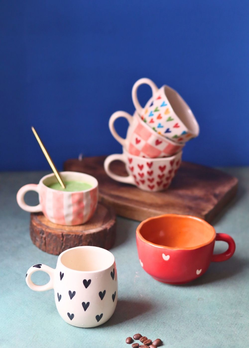 Set of 6 Heart Sip Mugs (for the price of 5) made by ceramic