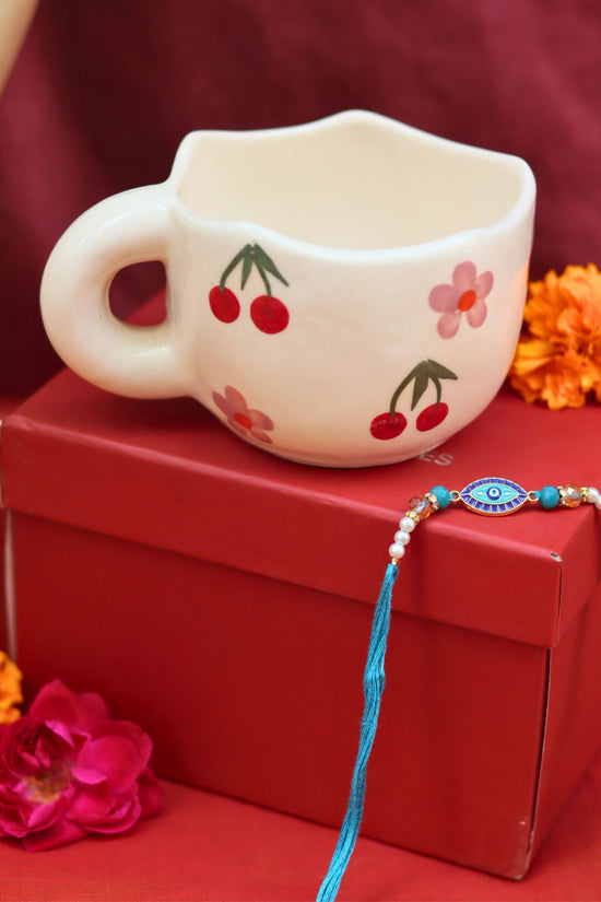 Cherry Fields Mug Rakhi Gift Box handmade in india