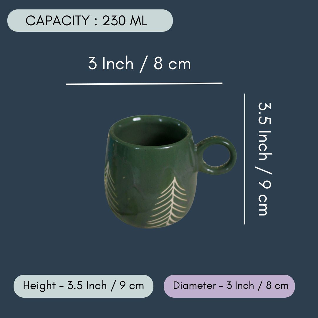 Green Christmasy Mugs - Set of Two