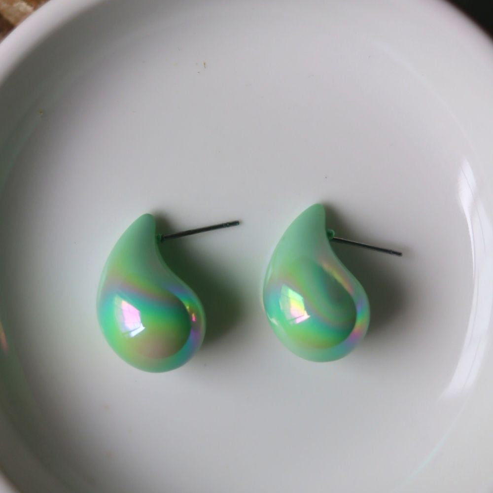 handmade Waterdrop Earrings - Green
