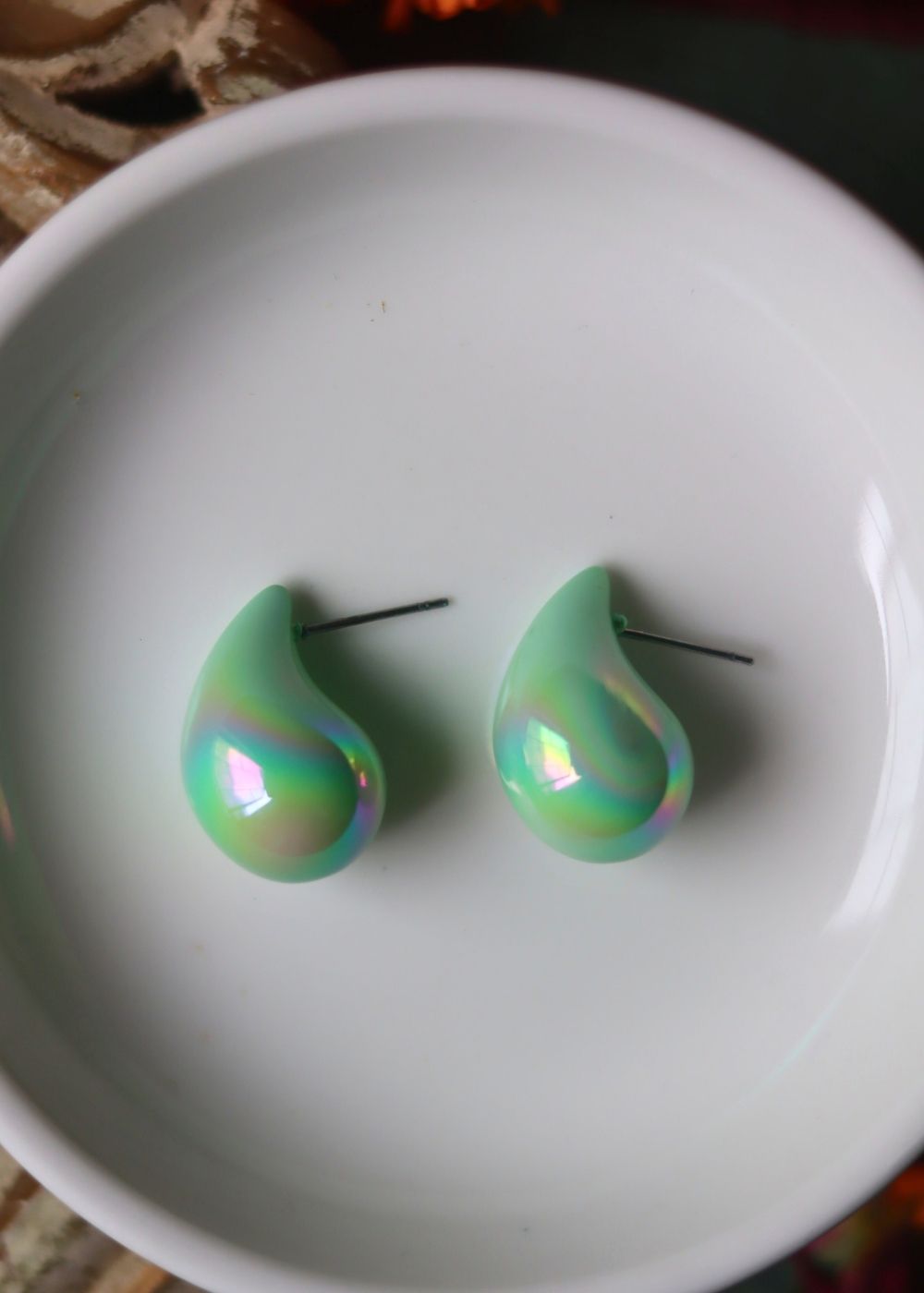 handmade Waterdrop Earrings - Green