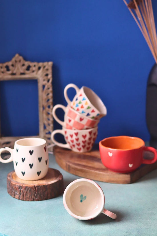 Set of 6 Heart Sip Mugs (for the price of 5) with premium quality material