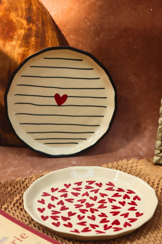 Handmade Striped Heart & All Heart Snack plate combo
