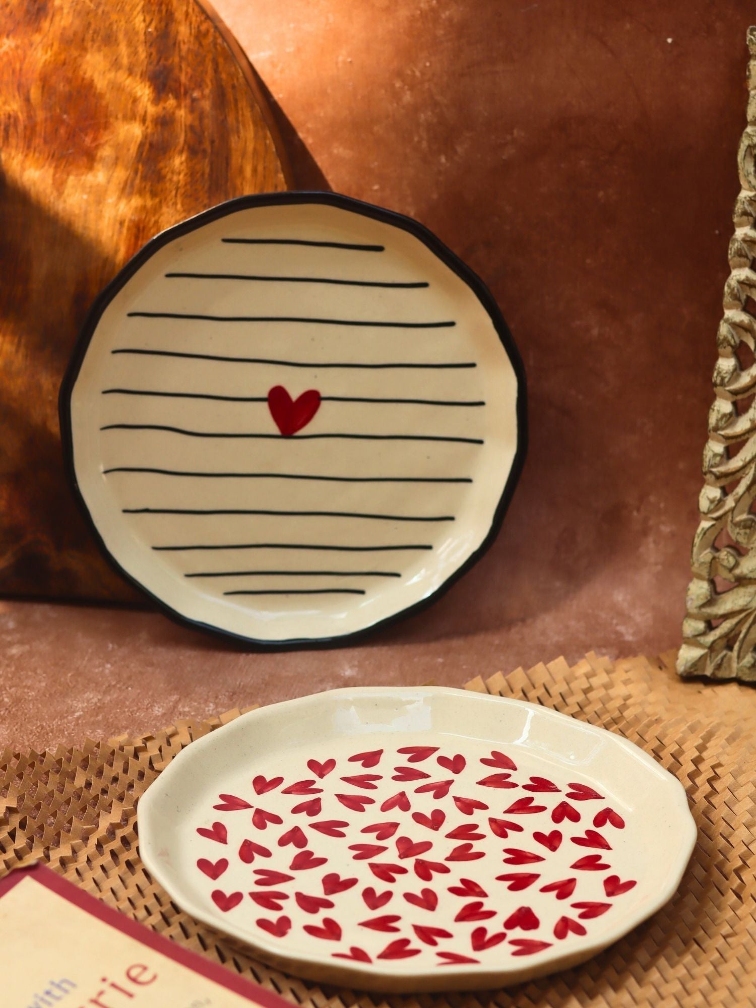 Handmade Striped Heart & All Heart Snack plate combo