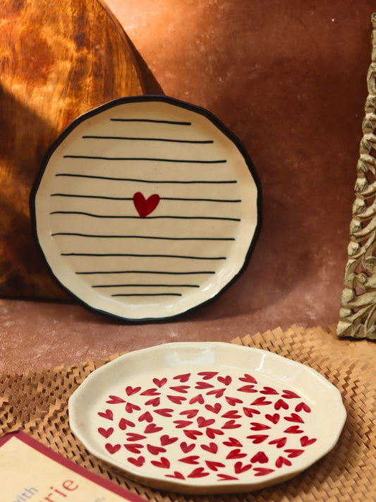 Handmade Striped Heart & All Heart Snack plate combo
