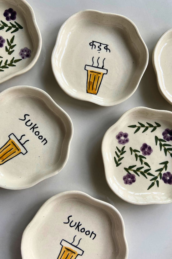 Set of 3 - Dessert plates (The chai lovers Edit) handmade in india