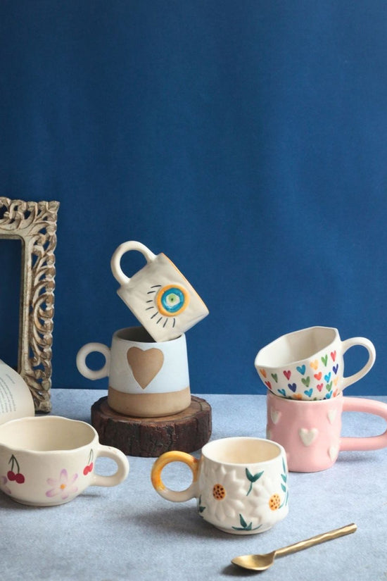 Handmade Set of 6 Berry & Bloom Love Mugs (for the price of 5)
