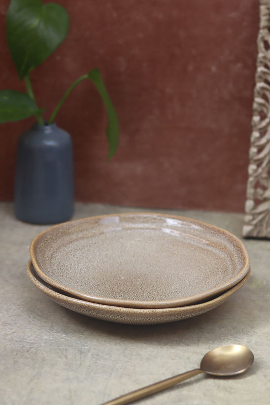 Beige Artisanal Pasta Plate handmade in India